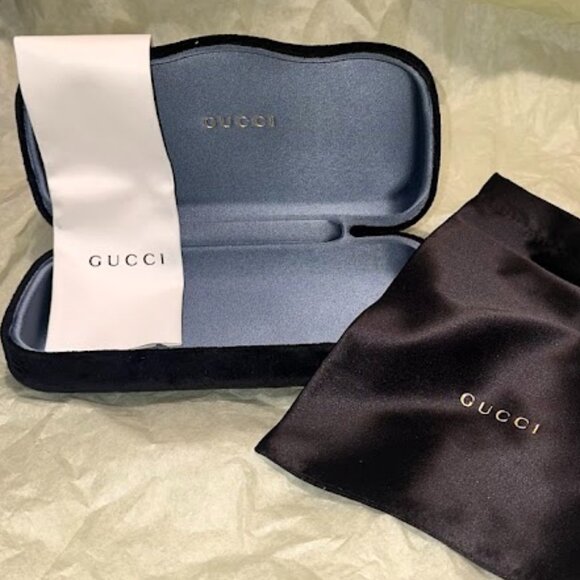 Gucci Velvet Hard Shell Sun & Eyeglasses Case w/ Satin Dust Bag & Cleaning NWT - Picture 1 of 12